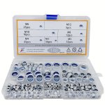 188PCS 304 Stainless Steel Lock Nut Assortment Kit Perfect For Lock Washers Metric Nylon Insert Lock Nuts M3 M4 M5 M6 M8 M10 M12