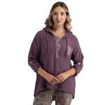 Lurex Patch Hooded Top - Grape L xl