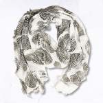 Zebra Circle Print Bamboo Scarf - White Free