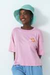 Boxy Statement T-Shirt - L Pink