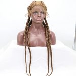 Xiweiya Light Brown Braid Wigs 36INCH Mustard 4 Twist Dutch Braids Mustard Plait Wig Long Box Braiding Hair 360 Lace Wig With Ba