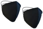 Face Masks - Black Cotton Fabric - Washable Reusable 3 Ply 2 Pack