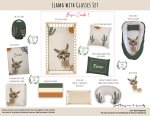 Cot Duvet Bedding Llama With Glasses Set