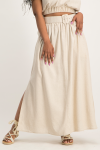 Palesa Linen Midi Skirt - Beige - L
