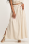 Palesa Linen Midi Skirt - Beige - L