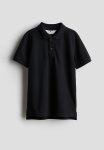 Cotton Piqu Polo Shirt - Black