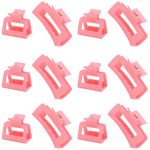 12 Pack Pink Square Claw Clips Big And Small Neutral Rectangle Hair Claw Clips Non-slip Matte Large Hair Clips For Women Strong