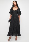 Volume Sleeve Statement Maxi Dress - Black