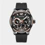 Chokery Black Plated Stainless Steel Multi Dial Silicone Watch