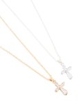 Mixed Metals Diamante Cross Necklaces 2-PACK