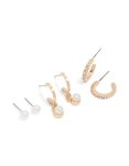 Goldair Gold Pearl & Diamante Huggie Earrings 3-PACK