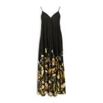 Black Floral Border Midi Dress