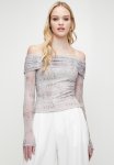 Printed Mesh Bardot Tee - Sheer Snake Rint