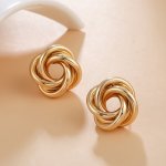 Simple Circle Flower Shape Earrings Plated Color Ear Jewelry For Women Girls