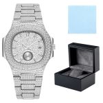Full Diamond Iced Oct Nautilus Watch For Men Luxury Box Jewellery Cloth