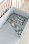 Blue Washed Cotton Cot Bumper - Cover & Inner