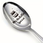 1PC My Nutella Spoon Funny Stainless Steel Engraved Spoon Long Handle Coffee Tea Spoon Dessert Ice Cream Spoon For Nutella Lover