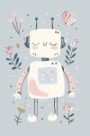 Floral Robot - Wall Art Print - A1