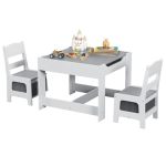 Costzon Kids Table And Chair Set 3 In 1 Wooden Activity Table With Storage Drawer Detachable Tabletop For Children Drawing Readi