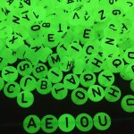 100PCS Acrylic Translucent Luminous Black Letter Beads Flat Round Loose Beads Fashion Diy Bracelet Necklace Small Business Jewel