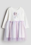 Printed Tulle-skirt Dress - White Frozen
