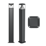 LED Bollard 12W 4CCT IP65 Square Black FB002