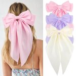 3PCS Elegant Solid Color Ribbon Bowknot Shaped Hair Clips Trendy Hair Decoration For Women And Daily Use