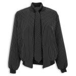 Black Stripe Bomber Jacket