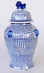 Blue & White Ginger Jar Dog Knob Lid 43X26CM