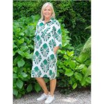 Chloe Shirt Dress - Green Botanical Motif