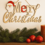 Festive Christmas Plaque 24 Cm Holiday Wall D Cor Accent