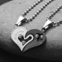 1PAIR Matching Heart Couple Necklaces Stainless Steel "i Love You" Pendants With Crystal Accents Romantic Gift For Boyfriend Or Girlfriend Anniversary Chinese Valentine's Day Jewelry