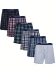 Jupitersecret 6 10 Pcs Men's Woven Boxer Shorts Elastic Waistband Random Color