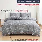 3PCS Brushed Duvet Cover Set 1 Duvet Cover + 2 Pillowcase Without Core Elegant Branch Print Bedding Set Soft Comfortable And Bre