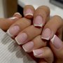 24PCS Glossy Short Square Fake Nails White French Tip Press On Nails Sweet Pink False Nails For Women Girls Daily Wear