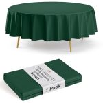 Exquisite Dark Green Vinyl Tablecloths - 70 In. Round - Pack Of 1 Round Tablecloth With Flannel Backing - Plastic Reusable & Wat