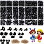 1000pcs/200pcs Safe Crochet Eyes And Noses Black Plastic Safety Eyes Washers DIY Doll Eyes For Plush Animals Doll DIY Accessories Amigurumi Safe Eyes Assorted