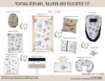 Cot Duvet Bedding Vintage Airplane Balloon And Helicopter Set