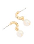 Goldair Gold Plated Freshwater Pearl Drop Huggie Earrings