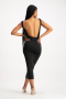 Ashely Draped Backless Midi Dress - Black - S