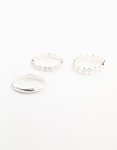 Silver Flower Vine Stacking Ring Pack - M l