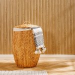 Vietnamese Barrel Laundry Hamper With Lid And Liner Natural - Large 64X45X78CM