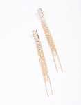Goldair Gold Cubic Zirconia Chain Drop Earrings