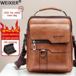 Weixier 1 2PCS Crossbody Bag Men's Shoulder Bag Retro Faux Leather Vertical Business Casual Satchel Bag Men's Gift For Father an