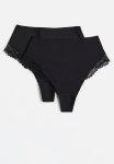 2 Pack Light Shaping Thong Briefs - Black