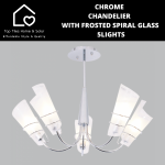 Chrome Chandelier With Frosted Spiral Glass - 5 Lights