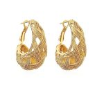 Gold Hoop Earrings For Women Trendy 14K Gold Chunky Dangle Hoop Earrings With Rhombus Design Statement Thick Huggie Big Oval Hoo