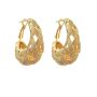 Gold Hoop Earrings For Women Trendy 14K Gold Chunky Dangle Hoop Earrings With Rhombus Design Statement Thick Huggie Big Oval Hoops Fashion Jewelry Gif