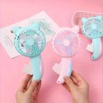 1PC Handheld Portable MINI Fan Cartoon Cat Design Manual Hand-pressed Personal Cooling Fan Pocket Size Travel Friendly For Desk
