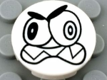Parts Tile Round 2 X 2 With Bottom Stud Holder With Black Large Eyes And Scowl With Sharp Teeth Nixel Face Pattern 14769PB006